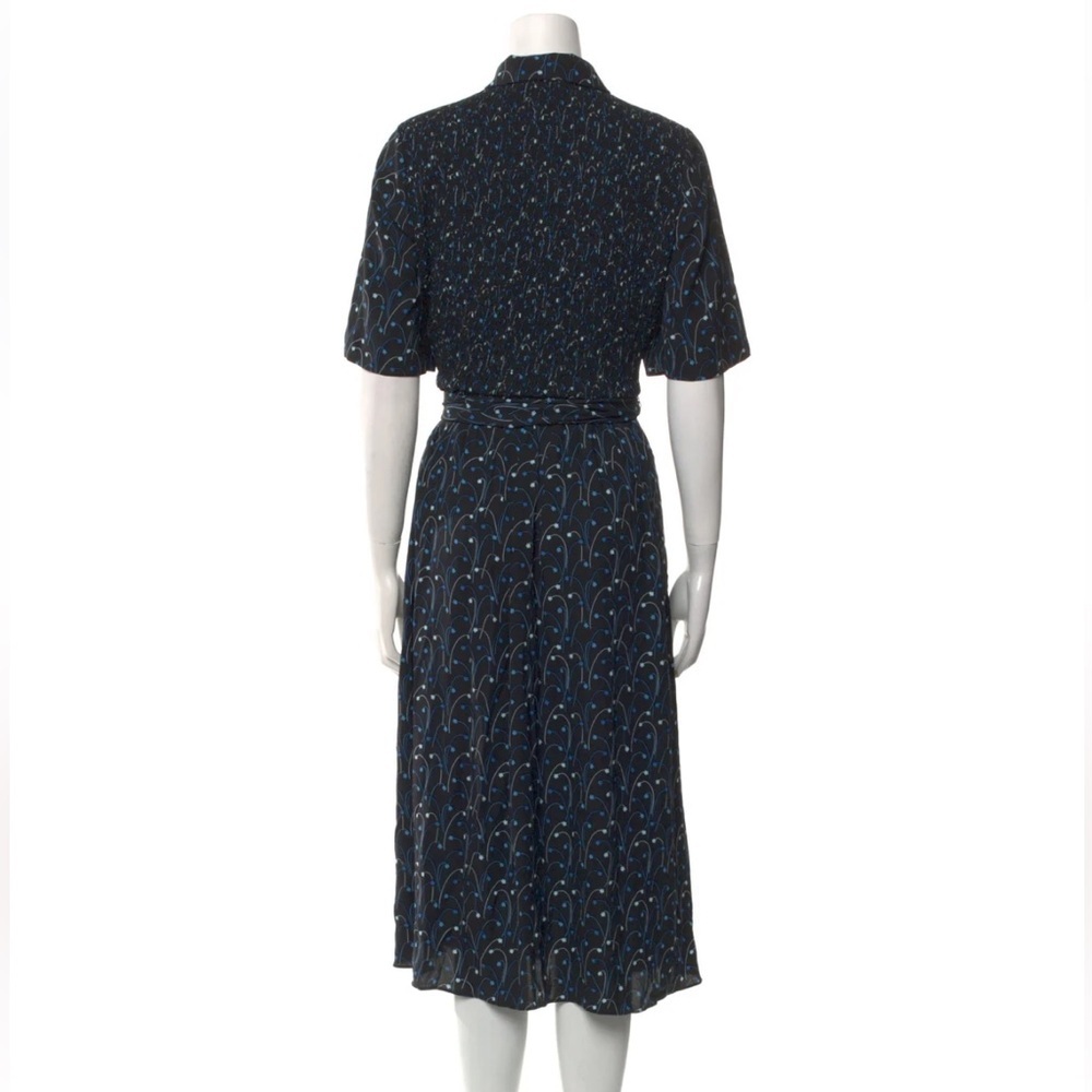 Kate Spade New York Elegant Navy Blue Star pattern Tie Waist Midi Shirt Dress M - Picture 4 of 5